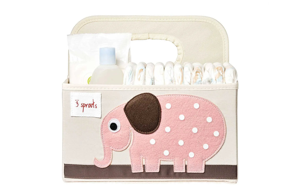 Opbevaringskurv Med Hank Til Bleer – Elefant – 3 Sprouts