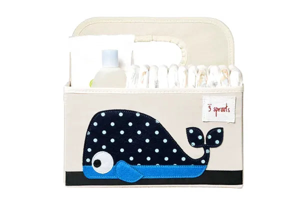 Opbevaringskurv Med Hank Til Bleer – Hval – 3 Sprouts