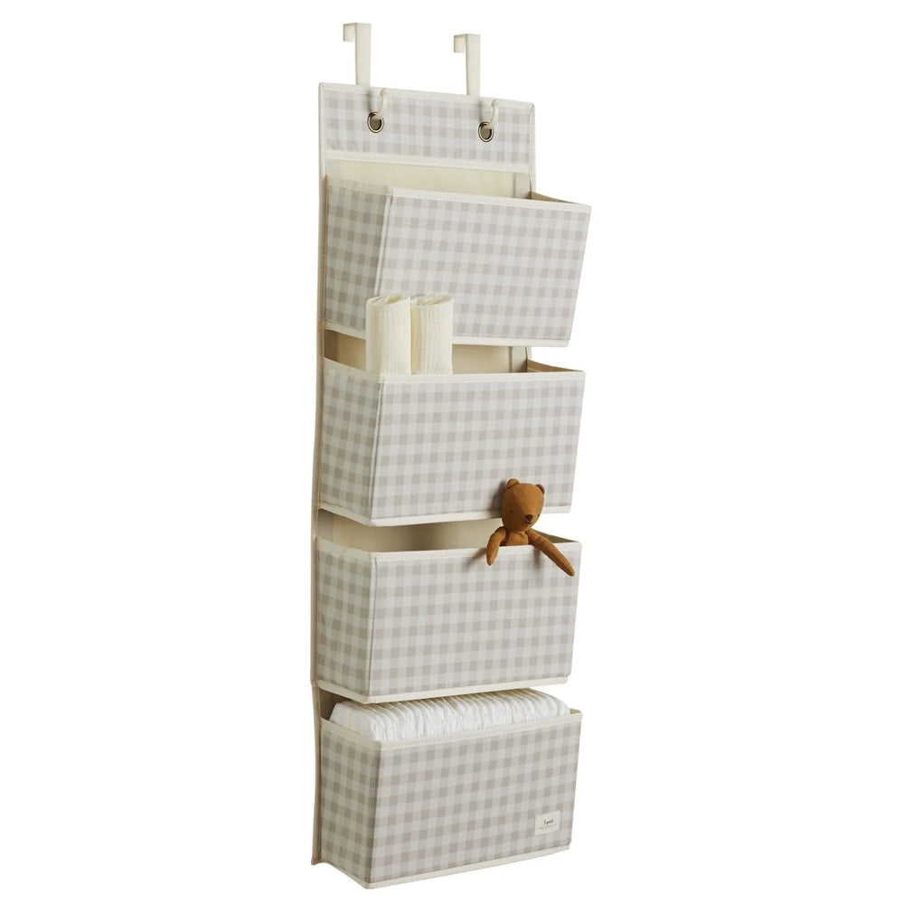 3 Sprouts Dørophæng med lommer, Gingham beige