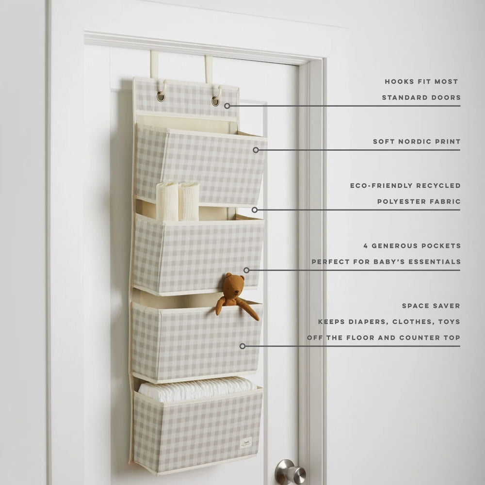 3 Sprouts Dørophæng med lommer, Gingham beige