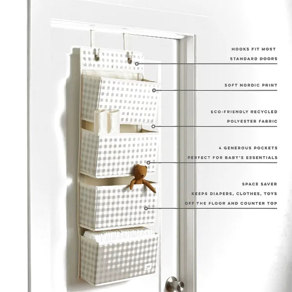 3 Sprouts Dørophæng med lommer, Gingham beige