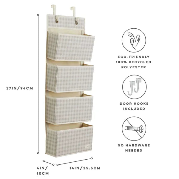 3 Sprouts Dørophæng med lommer, Gingham beige