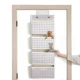 3 Sprouts Dørophæng med lommer, Gingham beige