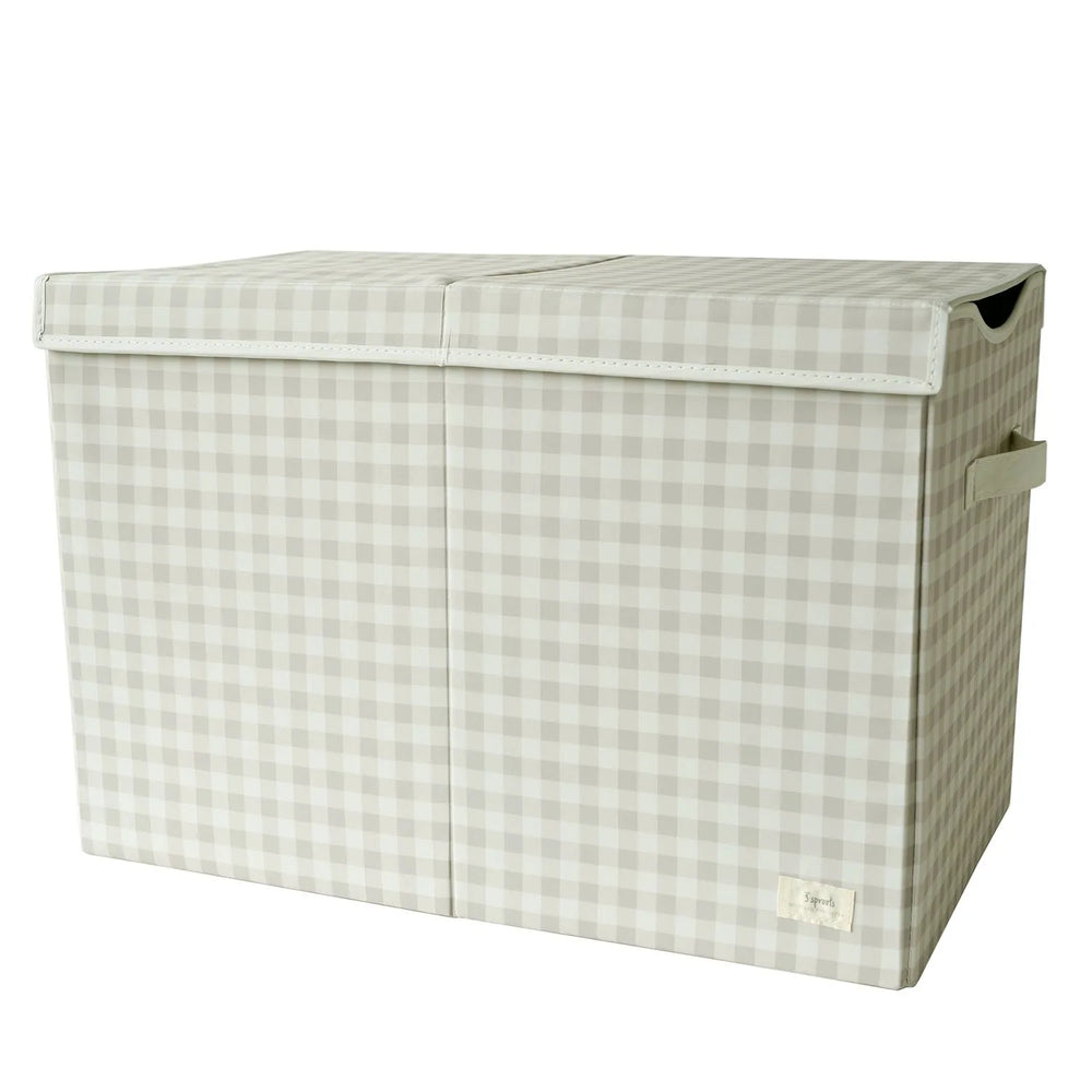 Opbevaringskasse Med Låg – Gingham beige – 3 Sprouts