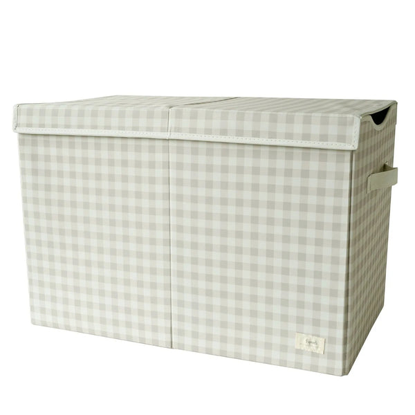 3 Sprouts Opbevaringskasse med låg, Gingham beige