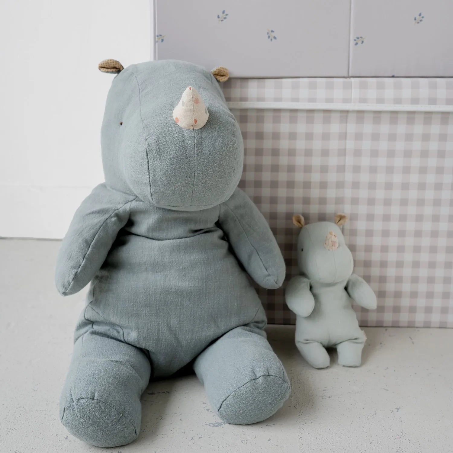 3 Sprouts Opbevaringskasse med låg, Gingham beige