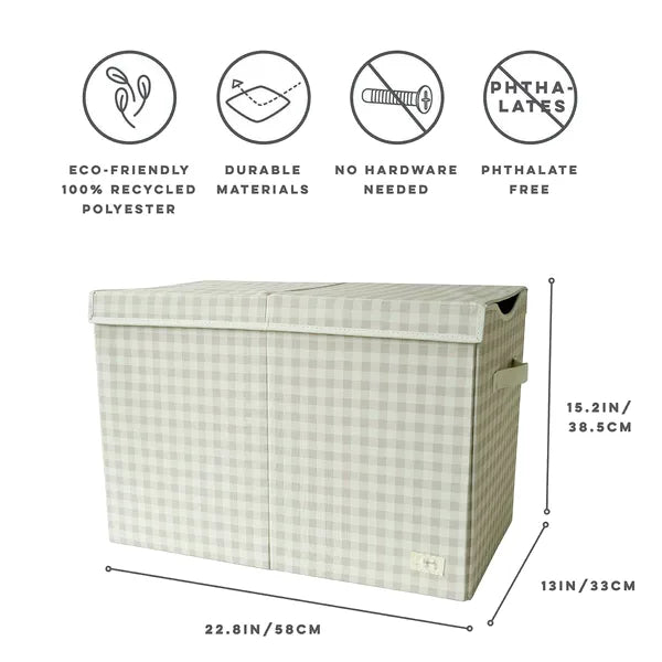 Opbevaringskasse Med Låg – Gingham beige – 3 Sprouts
