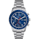 Fossil Sport Tourer Chronograph rustfrit stål lænke blå skive Men S ur Fs6047
