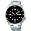 Seiko 5 Sports Automatic herreur med sort skive og sølv lænke i rustfrit stål SRPD57K1