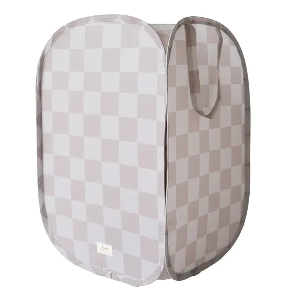 3 Sprouts Pop-up vasketøjskurv, Checkerboard beige
