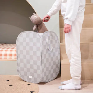3 Sprouts Pop-up vasketøjskurv, Checkerboard beige