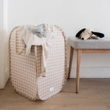 3 Sprouts Pop-up vasketøjskurv, Gingham beige