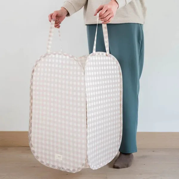 3 Sprouts Pop-up vasketøjskurv, Gingham beige
