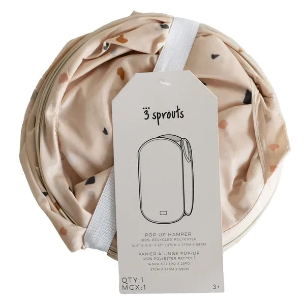 3 Sprouts Pop-up vasketøjskurv, Terrazzo beige