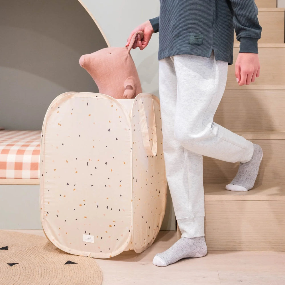 3 Sprouts Pop-up vasketøjskurv, Terrazzo beige