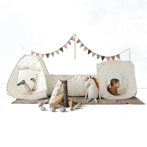 3 Sprouts Telt- og tunnel Sæt, Gingham beige