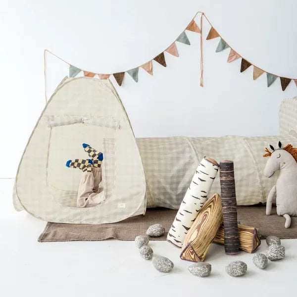 3 Sprouts Telt- og tunnel Sæt, Gingham beige