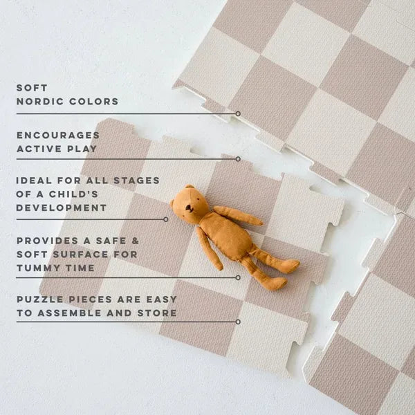 3 prouts Gulvpuslespil, Checkerboard beige