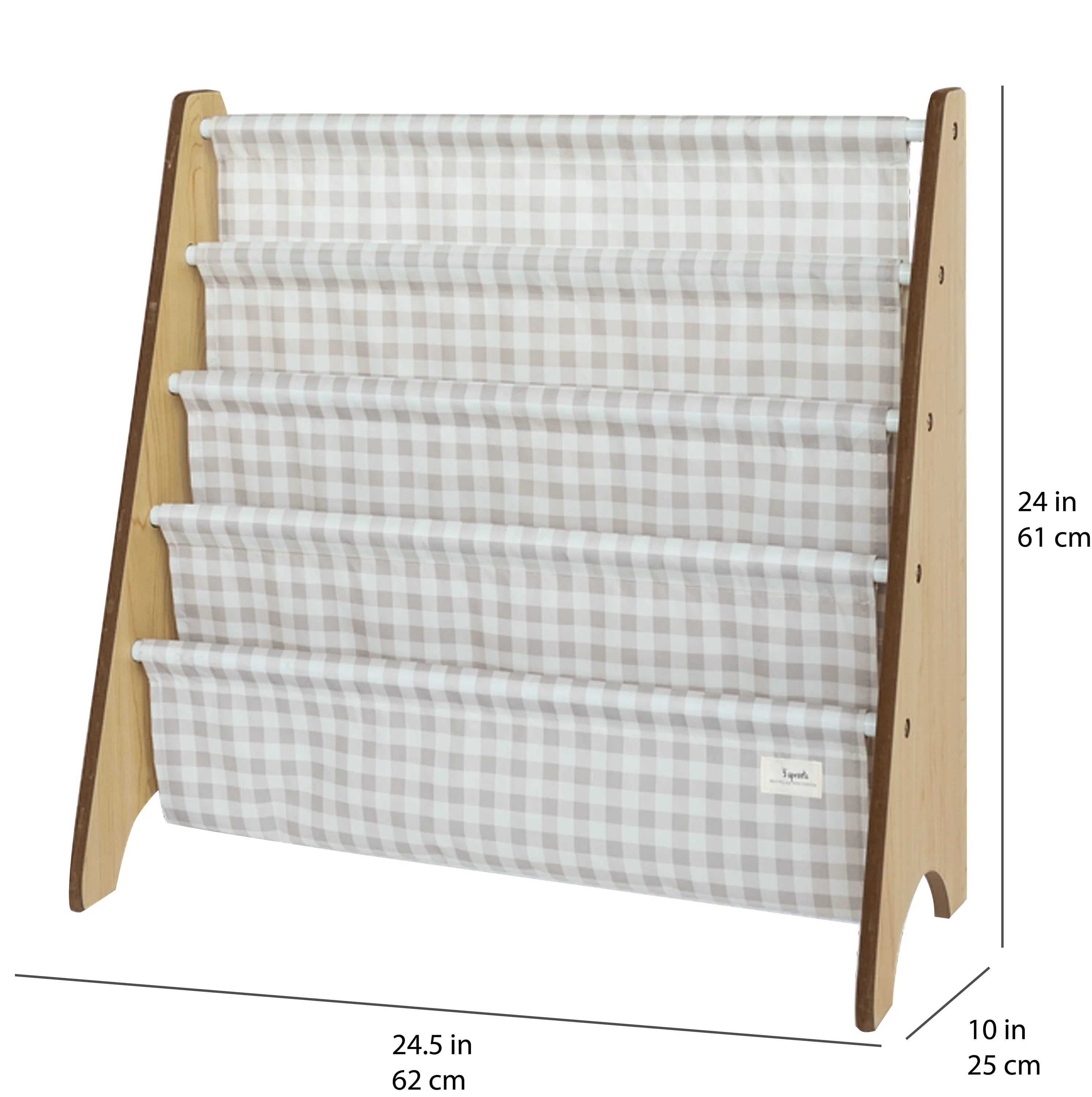 3 Sprouts Bogreol, Gingham beige