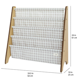 Bogreol Træ – Gingham beige – 3 Sprouts