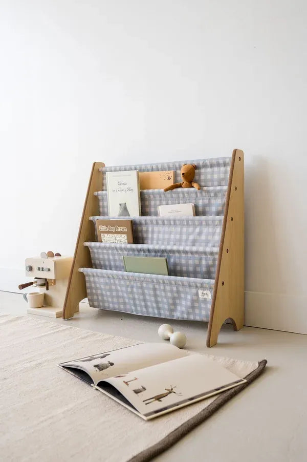 Bogreol Træ – Gingham blå – 3 Sprouts
