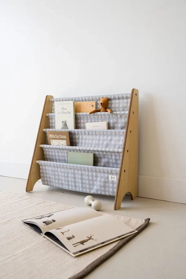 Bogreol Træ – Gingham blå – 3 Sprouts