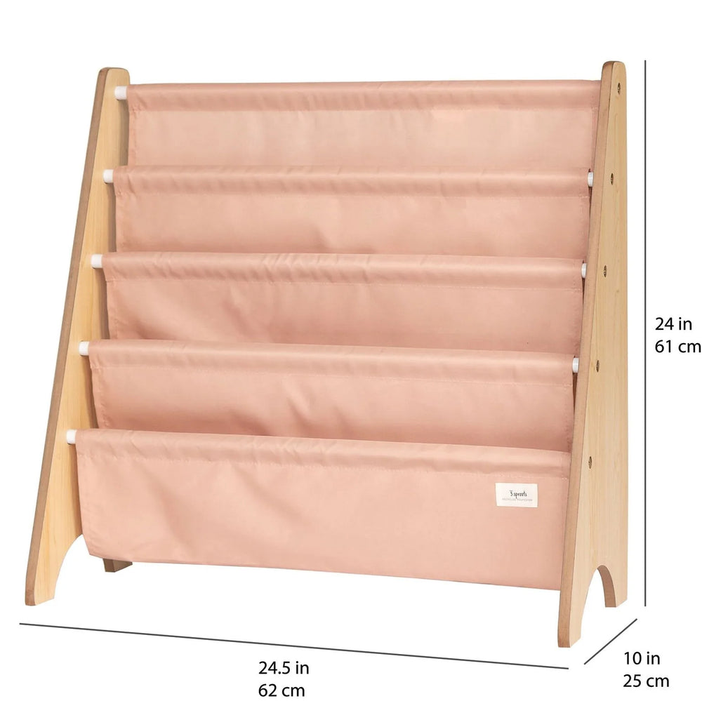 Bogreol i børnehøjde 61x62x25 cm – lerfarvet MDF med jernramme – 3 Sprouts