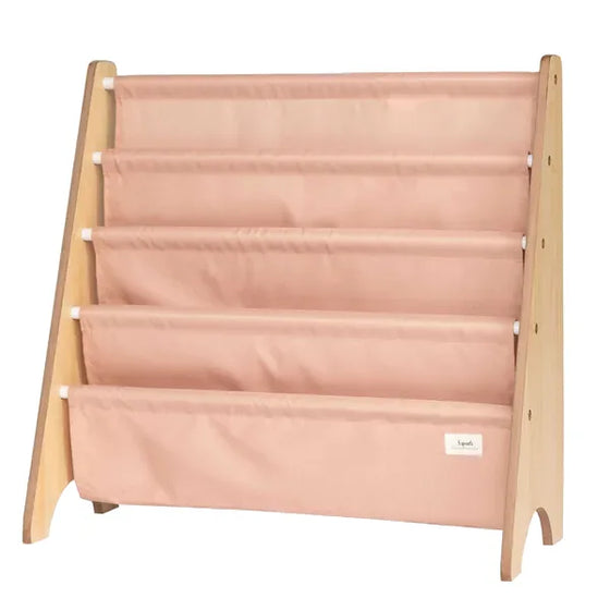 Bogreol i børnehøjde 61x62x25 cm – lerfarvet MDF med jernramme – 3 Sprouts