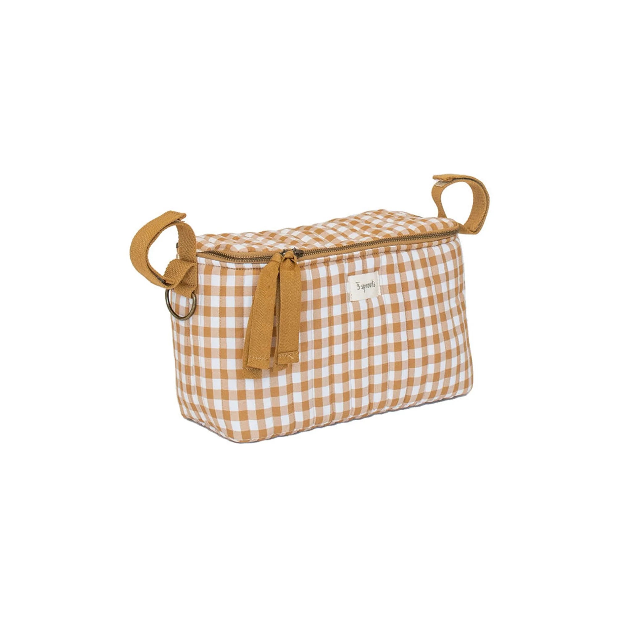 3 Sprouts Opbevaringskurv til klap- og barnevogn (Organizer), Quilt/Gingham sennep