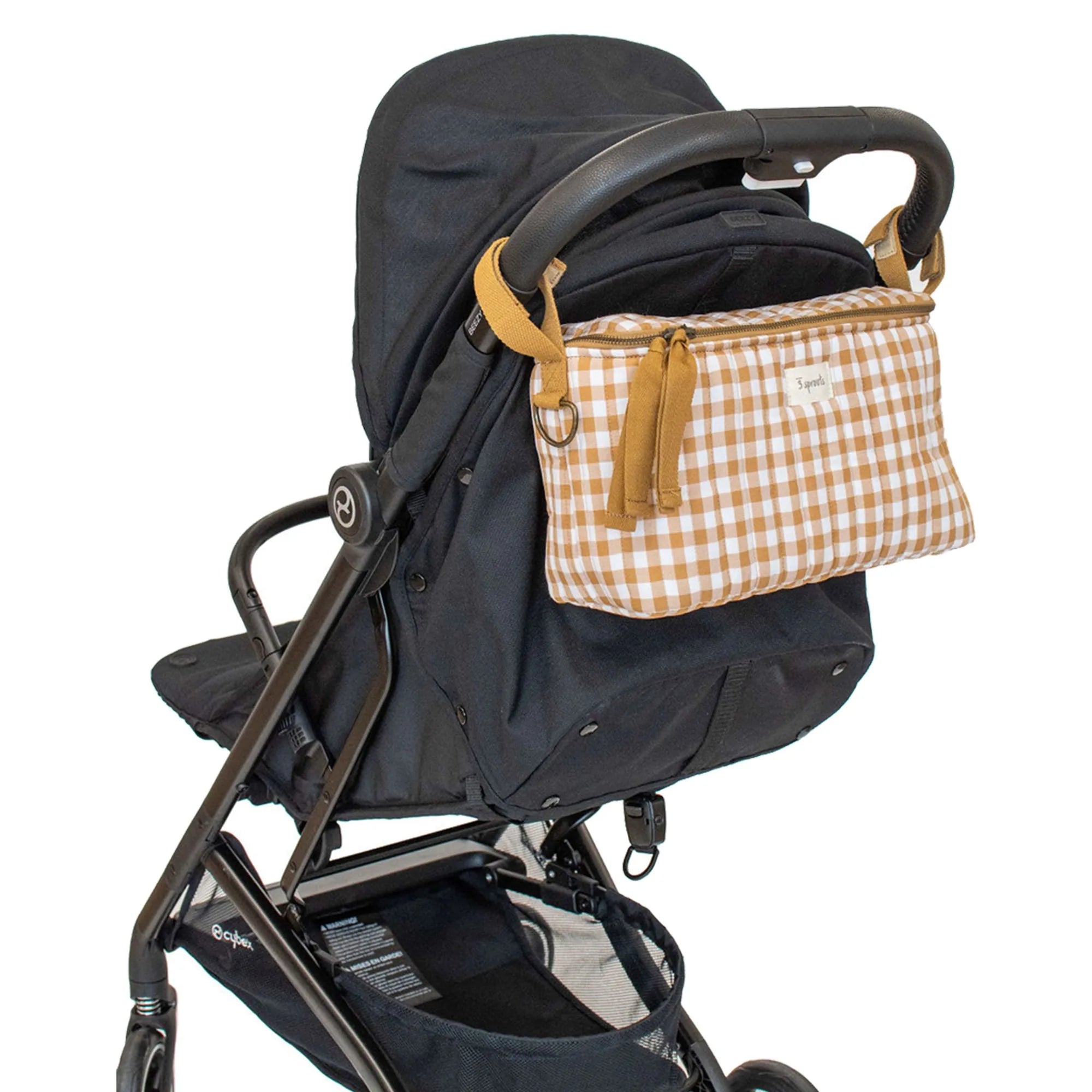 3 Sprouts Opbevaringskurv til klap- og barnevogn (Organizer), Quilt/Gingham sennep