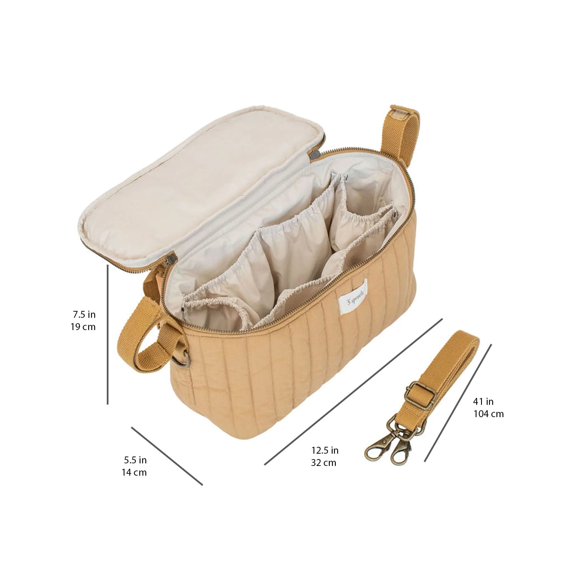 3 Sprouts Opbevaringskurv til klap- og barnevogn (Organizer), Quilt/Sennep