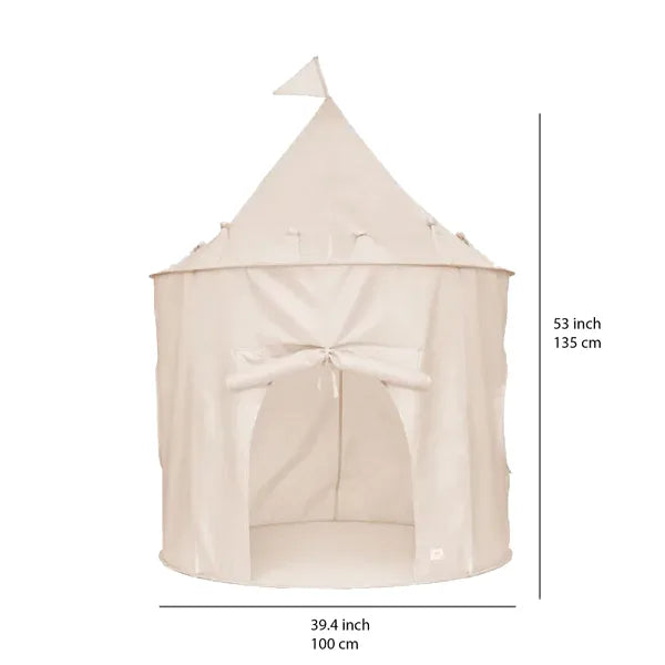 Legetelt med tag og vinduer, Ø100xH135 cm – genbrugt polyester, nem at samle – 3 Sprouts