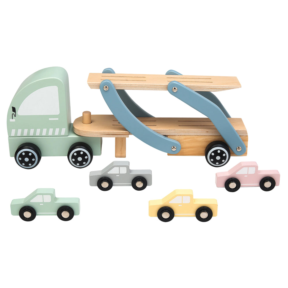 Biltransporter Med Biler (4 Stk.) Træ – Kinder and Kids