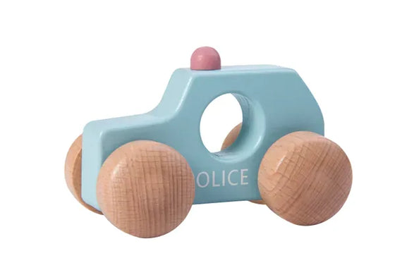 Politibil Træ – Blå – Kinder and Kids