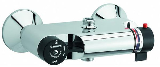 VVS kar- og brusetermostat 1/2 med 3/4 omløbere, sorte greb, vandbesparende - Damixa