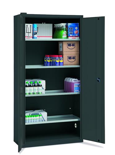 Kemikalieskab KS-1 grå 2000x1000x445 mm med tallerkenventil og 4 hylder - Blika