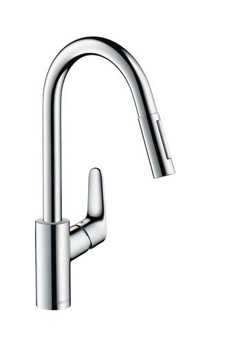 Køkkenarmatur 1-grebs Focus M41 ComfortZone 240, sving 150°/udtræk, forkromet - hansgrohe