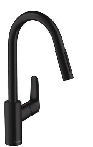Køkkenarmatur med udtræk Focus M41 ComfortZone 240, 1-grebs matsort - hansgrohe