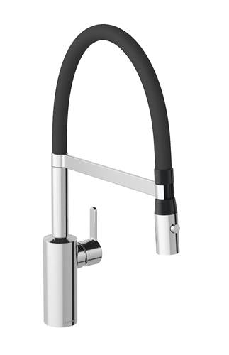 Køkkenarmatur udtræk/fleksibel slange, 1-grebs, forkromet C-tud 223mm, vandbesparende - Damixa