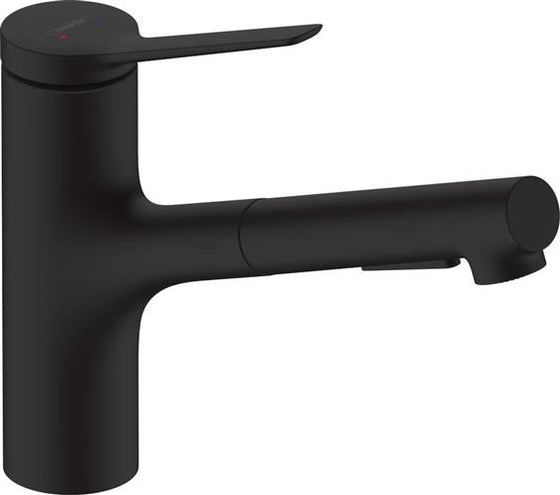 Væghængt køkkenarmatur L-tud 150 mm, udtræk 50 cm, 1-grebs matsort - hansgrohe