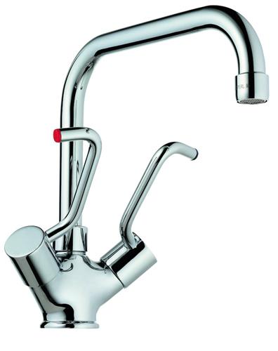 Køkkenarmatur 2-grebs forkromet U-tud 200 mm med flexslanger G3/8 - Børma