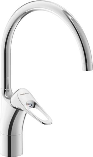 Køkkenarmatur C-tud 1-grebs koldstart, 235 mm fremspring, Eco 6 l/min, krom - FM Mattsson