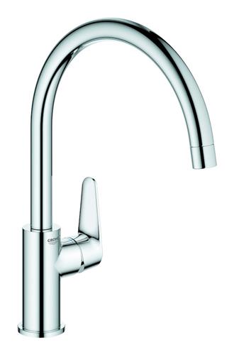 Højt C-køkkenarmatur med 360° sving, StarLight krom, 1-grebs, ethulsmontage - Grohe