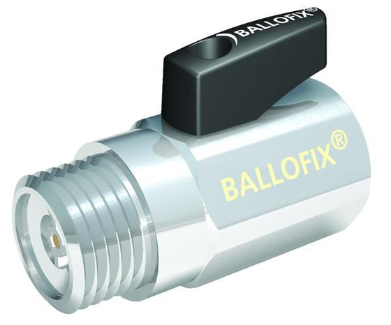 Ballofix kuglehane 1/2 lige med håndtag og kontraventil muffe/nippel - Broen