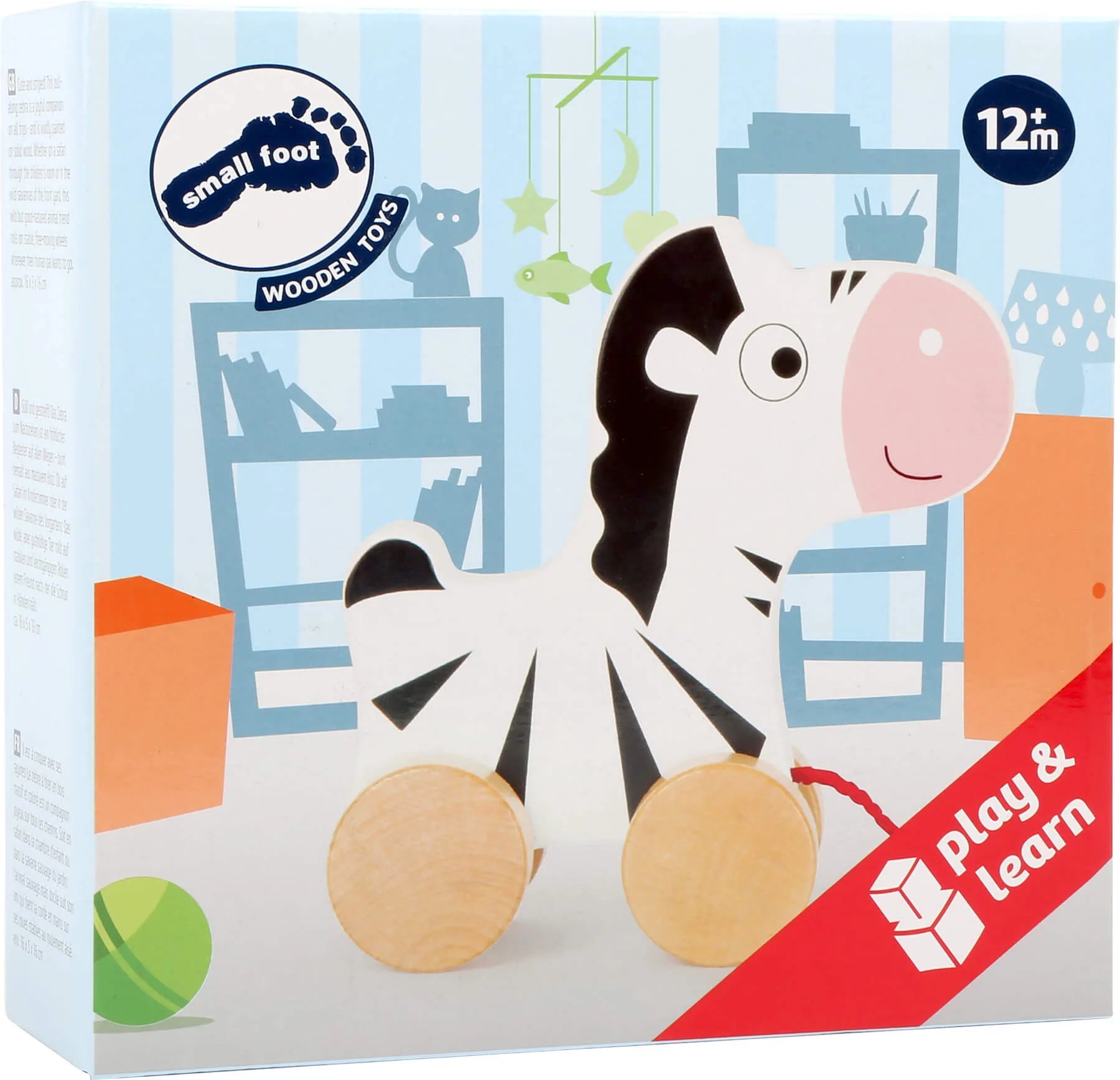 Trækdyr zebra i træ 16x5x16 cm til børn 12+ mdr – overholder EN71 – small foot