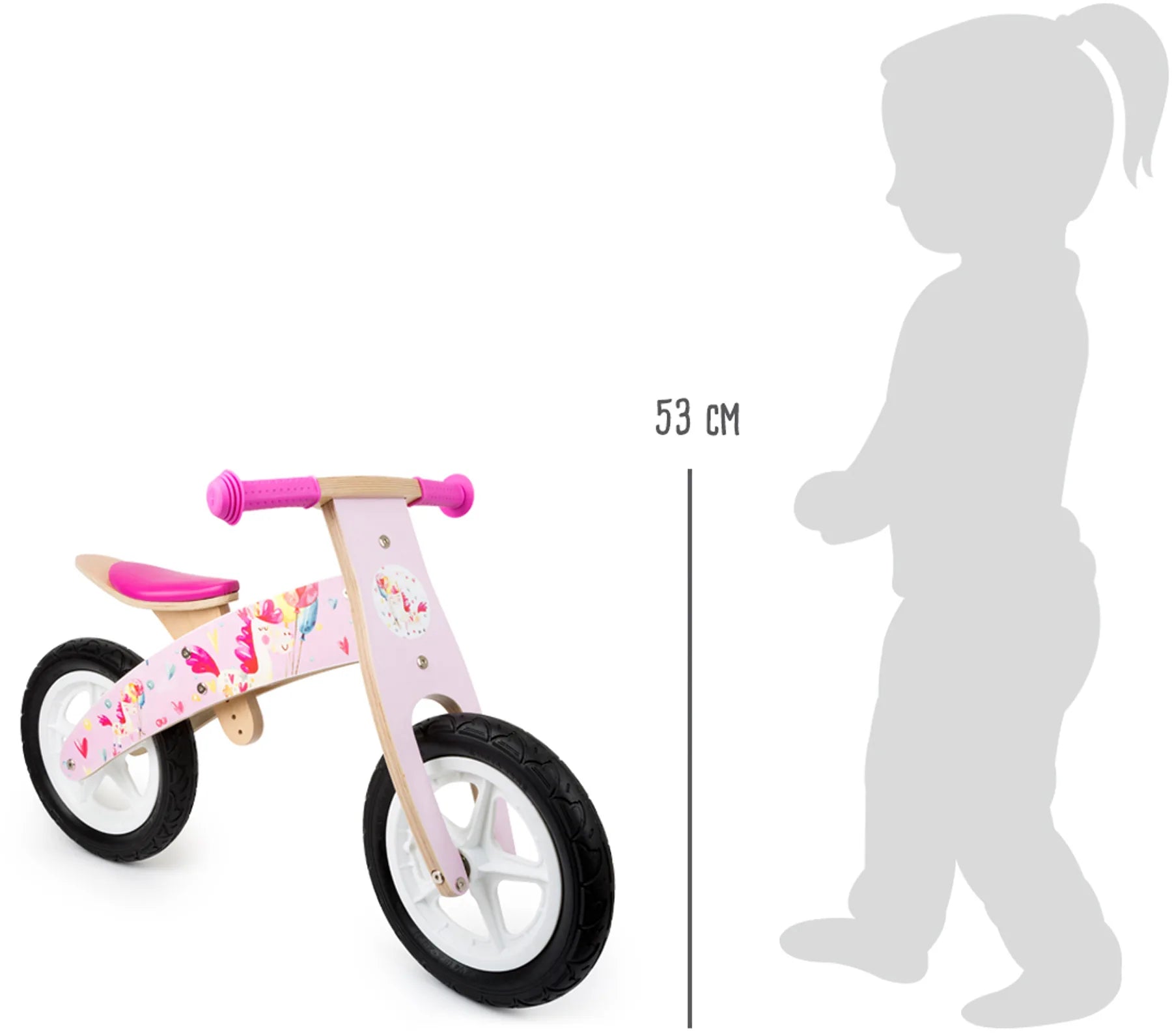 Balance Cykel Træ – Unicorn, Pink – small foot