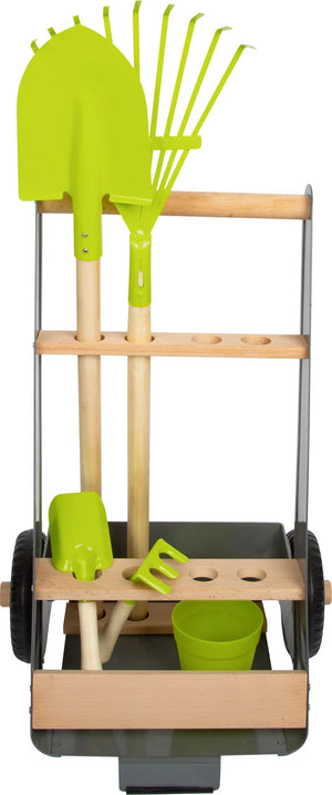 Børne have-trolley med 5 redskaber, bøg/metal, gummihjul – small foot