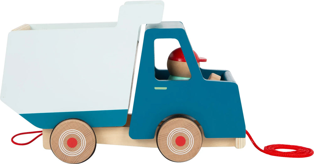 Træk-lastbil med vipbart lad og gummihjul – small foot