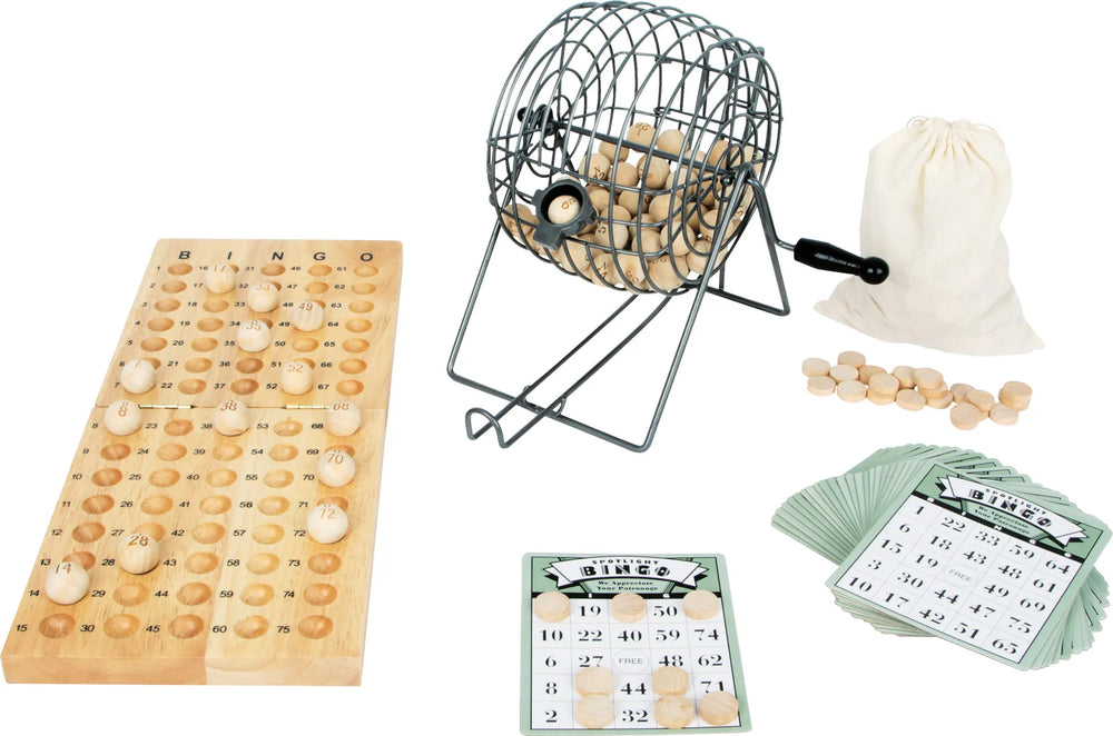 Bingo i træ med 24 kort & 75 kugler – familiespil fra small foot