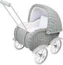 Dukkevogn I Rattan Træ – Vintage Grey – small foot